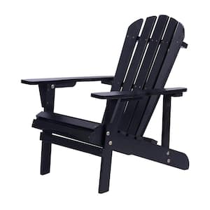 1-Set Solid Wood Adirondack Chair Outdoor Patio Furniture in Black