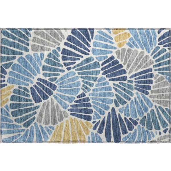 Mayfield Premium Machine Washable Abstract AMF2384 Blue 2 ft. x 3 ft. Accent Rug