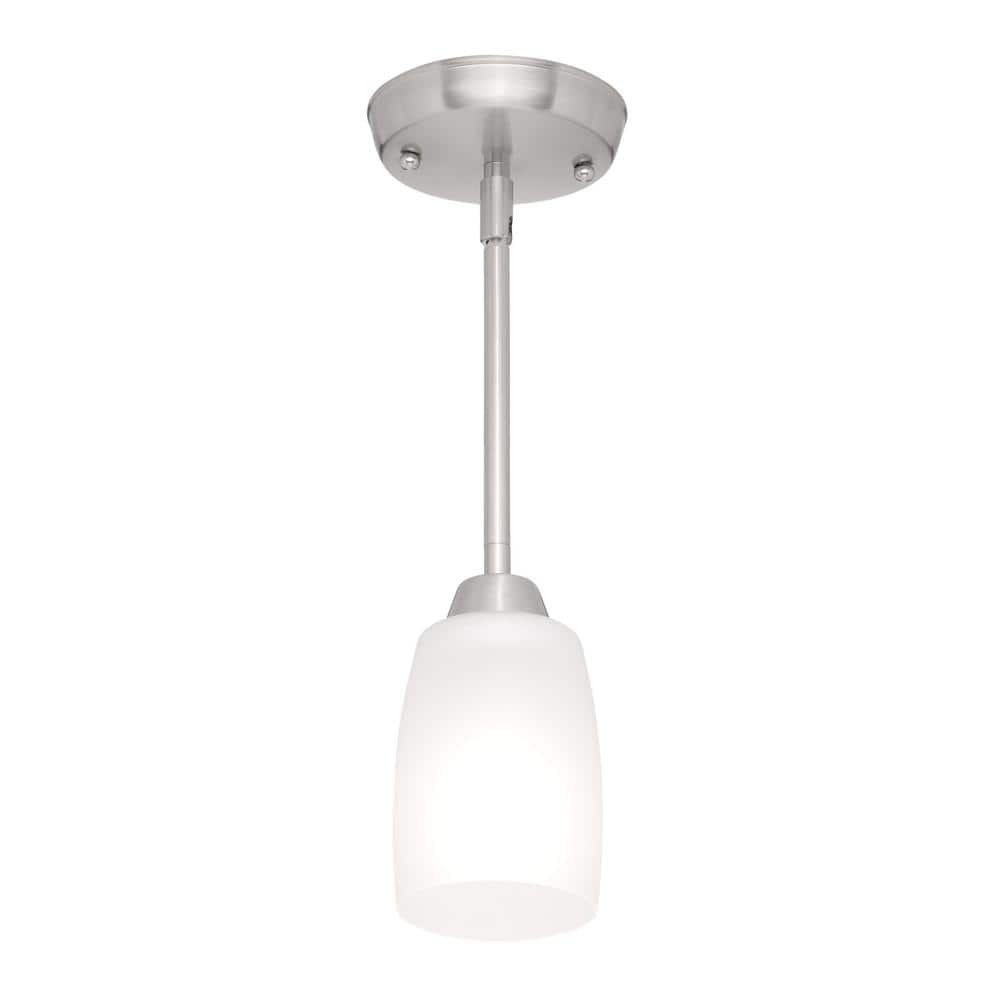 Brushed Nickel Mini Pendant Light with Etched Glass Shade