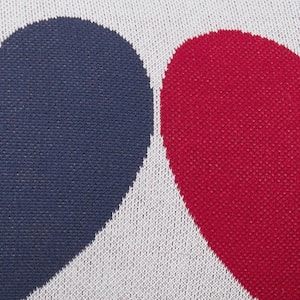 Summer Knit Hearts Blue 40 in. x 14 in. Throw Pillow