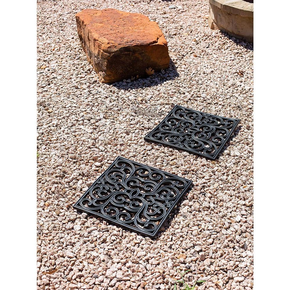 Black Rubber Square Stepping Stones for Garden Pathway