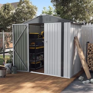 6 ft. W x 4 ft. D Outdoor Storage Metal Shed Utility Patio Shed for Garden and Backyard 24 sq. ft. in White