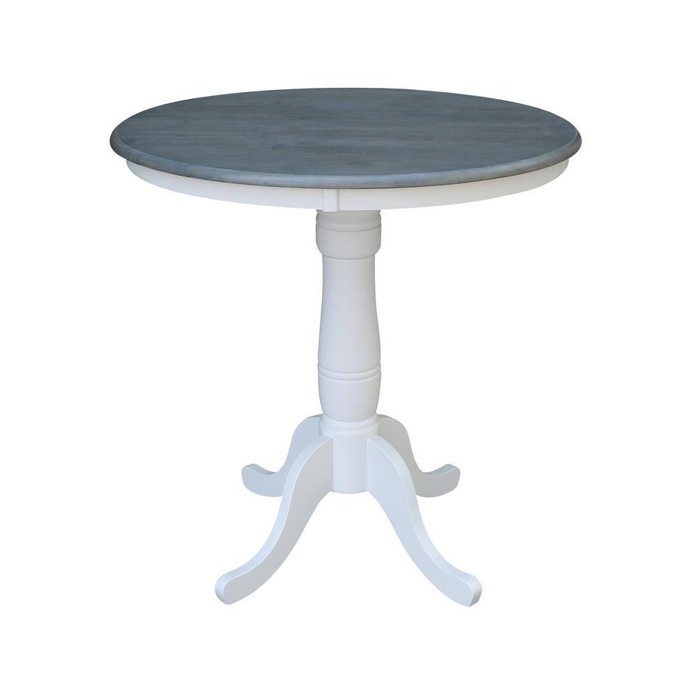 36 in. Round Top White/Heather Gray Counter Height Pedestal Base Dining Table