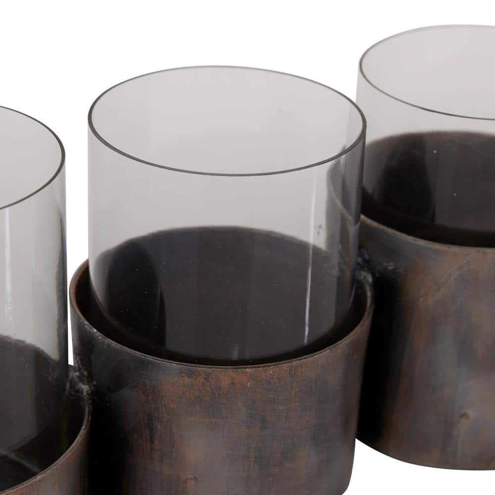 Black Metal and Glass 5-Holder Candle Centerpiece