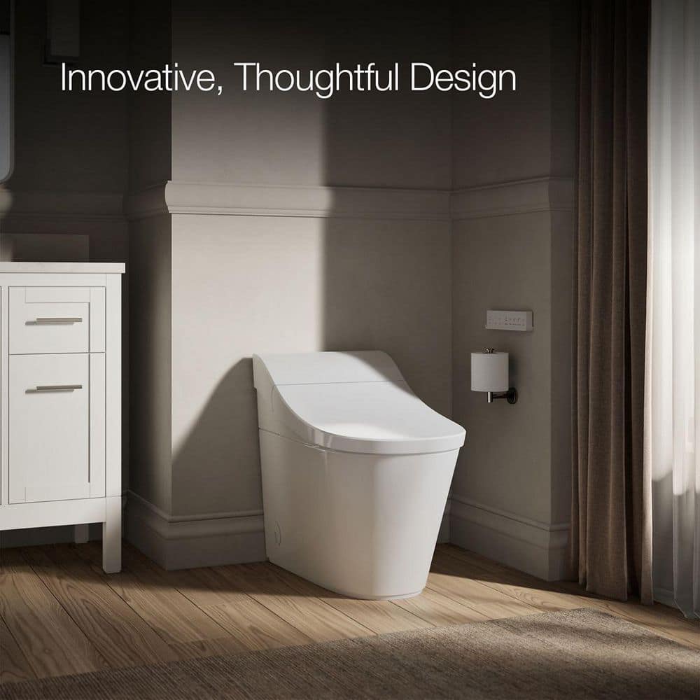 White Elongated One-Piece Smart Toilet with Dual Flush