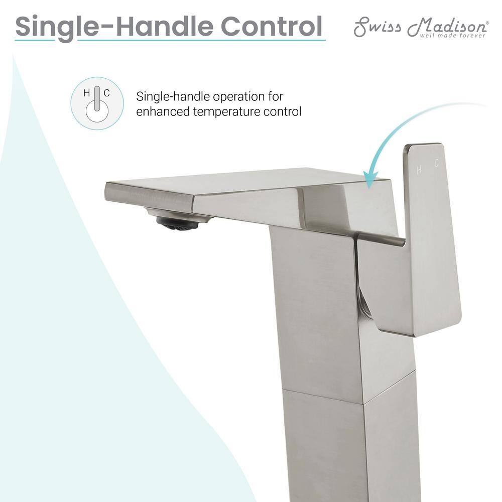 Carré Brushed Nickel Single-Handle High Arc Bathroom Faucet