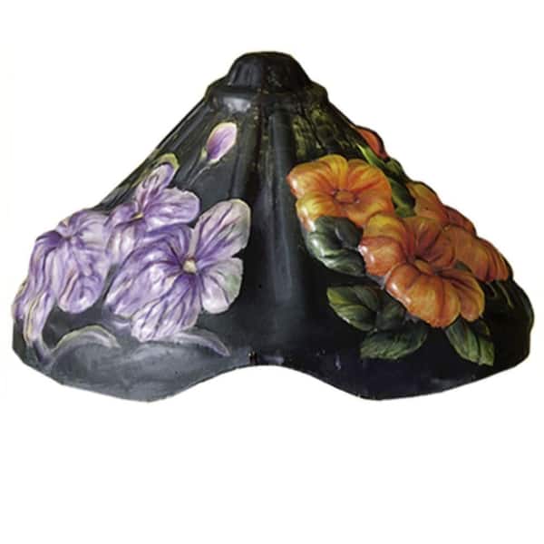 Puffy Iris Blossum 8 in Black Colorful Glass Cone Universal Shade with no fitter