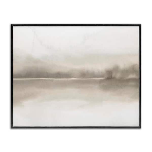 Lakeside Landscape Reflection Modern Abstract Design by Ann Bailey Black Framed Giclee Art Print Nature 30 in. x 24 in.