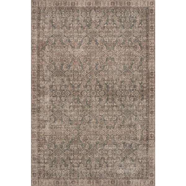 Hillstone Brown 6 ft. 7 in. x 9 ft. Traditional Vintage Medallion Area Rug