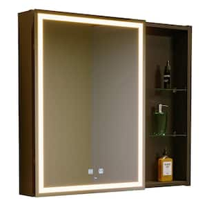 30 in. W x 28 in. H Large Rectangular LED Lighted Bathroom Wall Mount Medicine Cabinet with Mirror, Socket and USB