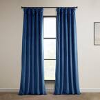Pisces Blue Velvet Rod Pocket Room Darkening Curtain - 50 in. W x 108 in. L (1 Panel)