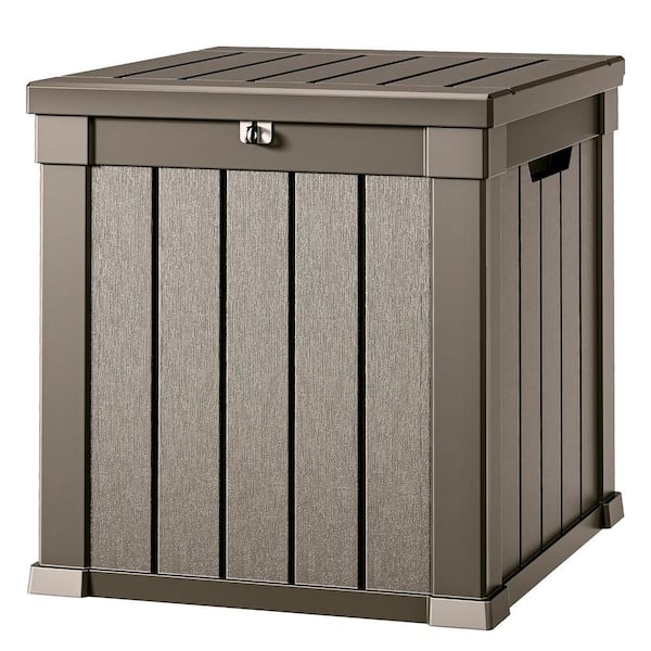 Unbranded 51 Gal. Light Brown Weather Resistant Resin Deck Box with Lockable Lid and Side Handles