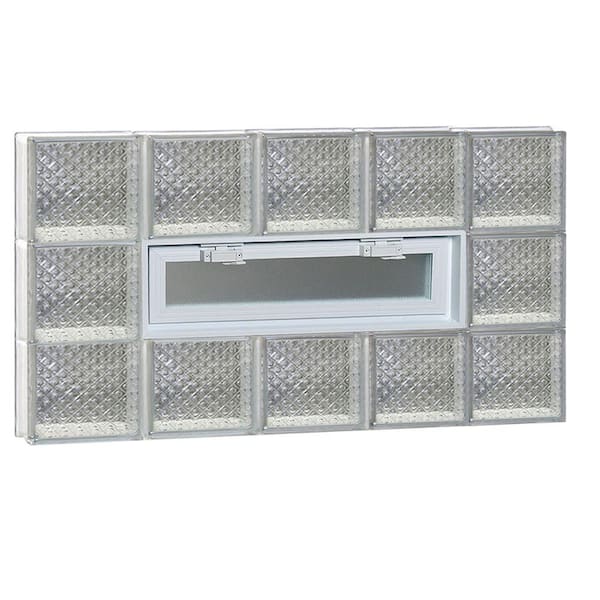 Clearly Secure 38.75 in. x 23.25 in. x 3.125 in. Frameless Diamond Pattern Vented Glass Block Window