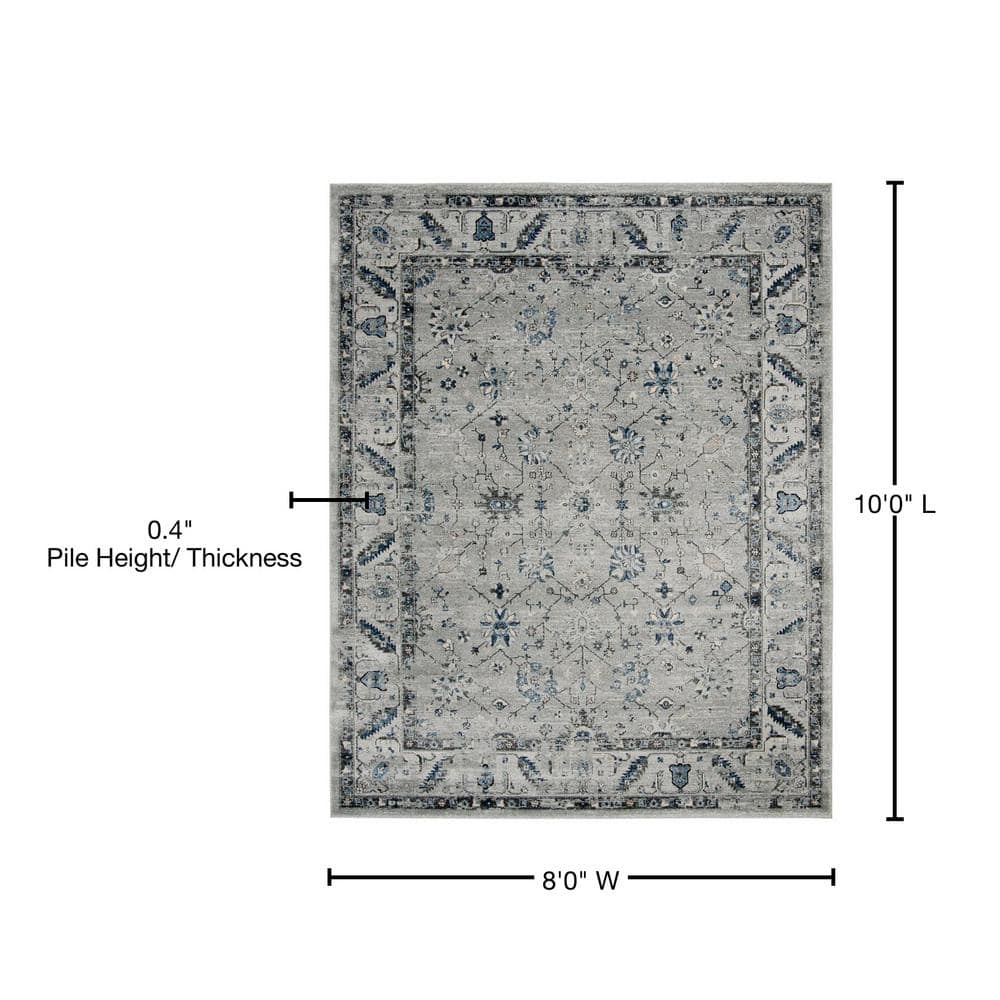 Charleston Heirloom-Style 8' x 10' Hand-Knotted Grey Area Rug