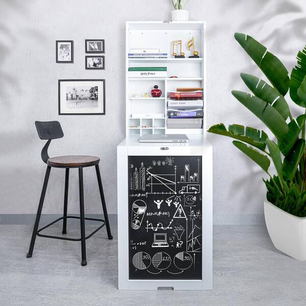 utopia alley fold down desk table wall cabinet with chalkboard