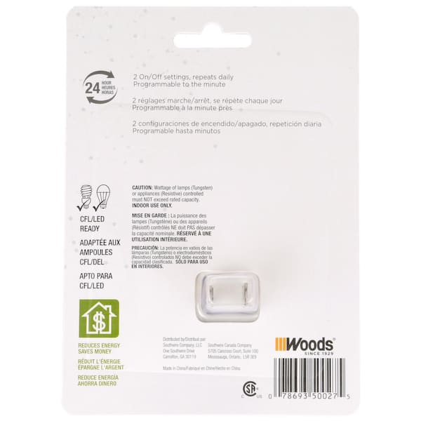 Woods 10-Amps 125-volt 1-Outlet Plug-in Indoor Lighting Timer in the  Lighting Timers department at