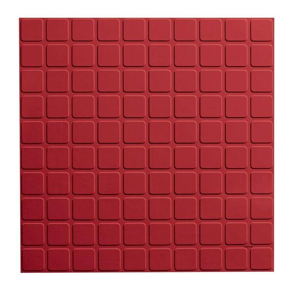 ROPPE Square Profile Red 19.69 in. x 19.69 in. Rubber Tile