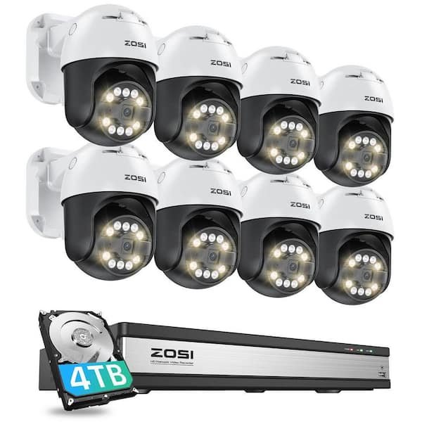 16-Channel 5MP 4K POE 4TB NVR Security Camera System with 8 Wired 355-Degree Pan Tilt Outdoor Cameras, Human Detection