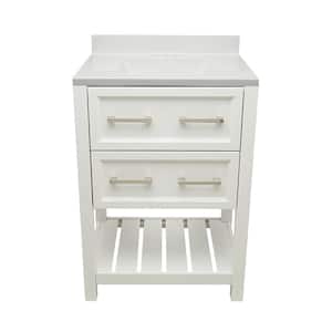 Tremblant 25 in. W x 19 in. D x 36 in. H Bath Vanity in White with White Cultured Marble Top