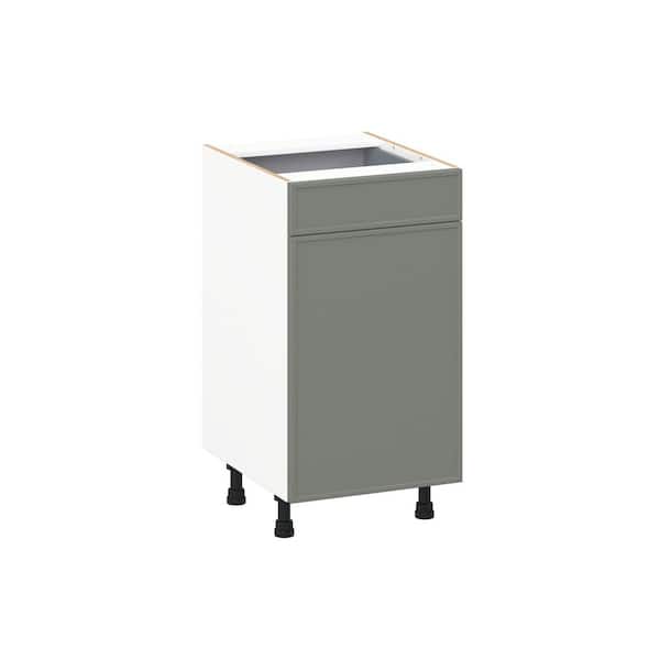 Fairview 18 in. W x 21 in. D x 34.5 in. H Assembled Slim Shaker Bath Base Kitchen Cabinet in Moss Green with 1-Drawer