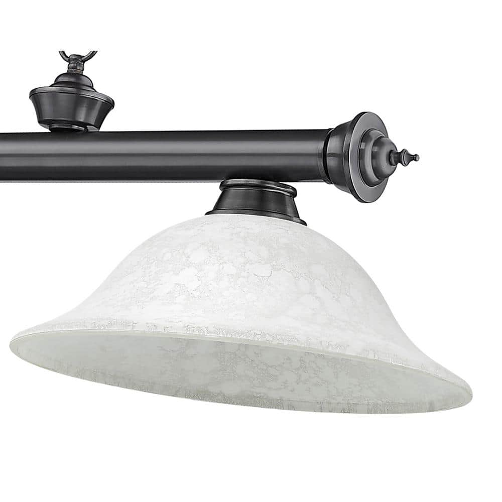 Bronze Plated 3-Light Billiard Pendant with Glass Shades