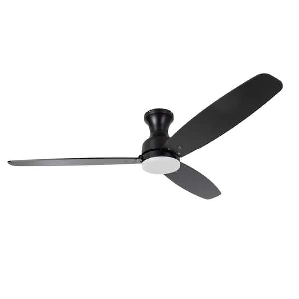 Squire 52 in. Indoor Matte Black Ceiling Fan with White Color Changing Integrated LED Remote Included