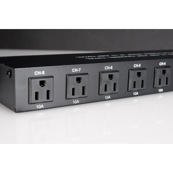 8-Outlet On/Off Rack Mount Power Distribution Panel 8 Edison's On The Rear Controlled By Rockers On The Front