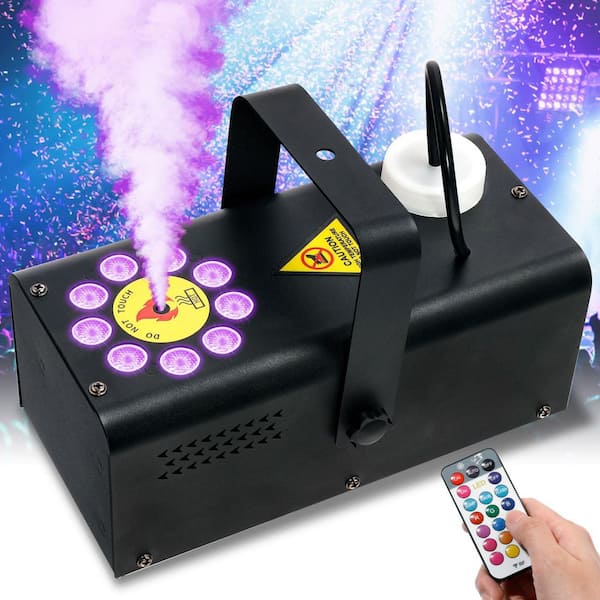 500-Watt Vertical Fog Machine with 9 LED Lights, 12 Color Effects, Remote Control for Halloween and Stage Shows