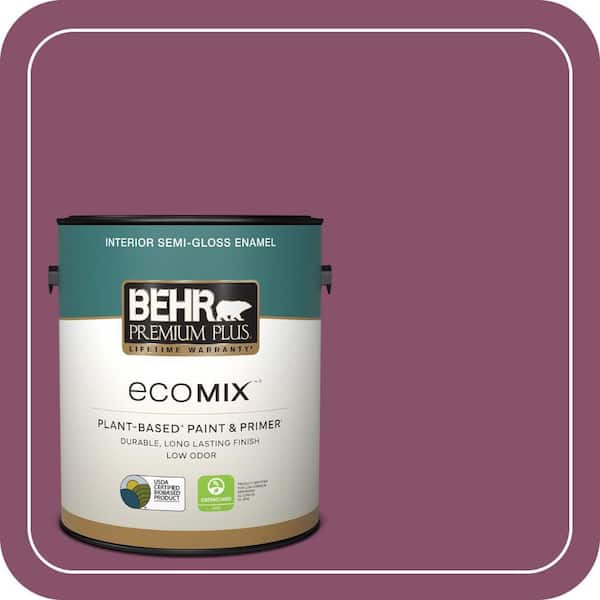 1 gal. #M120-7 Raspberry Crush Semi-Gloss Enamel EcoMix Plant-Based Interior Paint & Primer