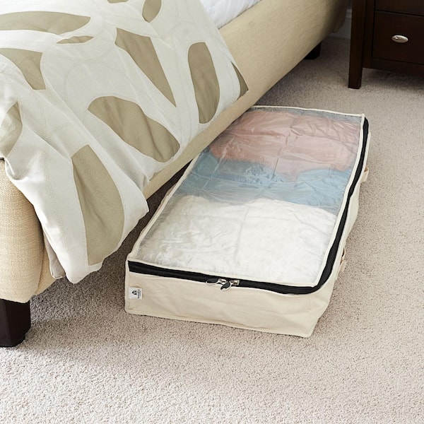 HOUSEHOLD ESSENTIALS Natural All Cotton Canvas Under-the-Bed Chest