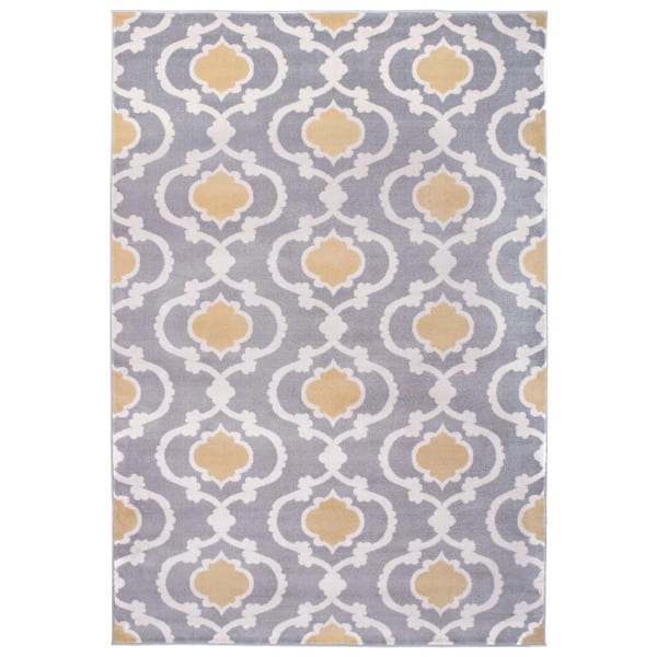 Contemporary Moroccan Trellis Gray/Yellow 7 ft. 10 in. x 10 ft. Indoor Area Rug