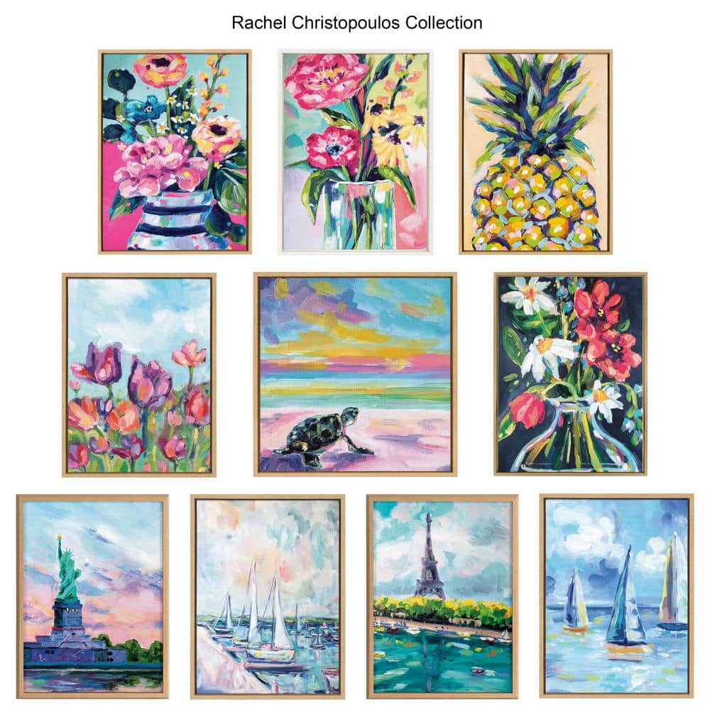Chasing Rainbows Abstract Multicolor Canvas Print with Natural Frame