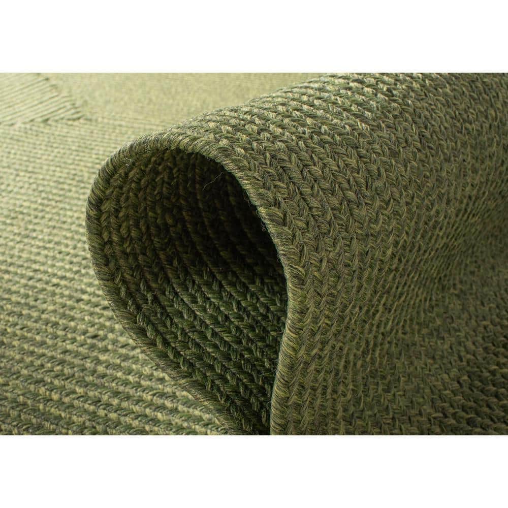 Green Braided Handmade Reversible Square Area Rug