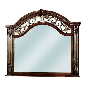41.75 in. H x 45 in. W Large Arch Brown Cherry Contemporary Mirror