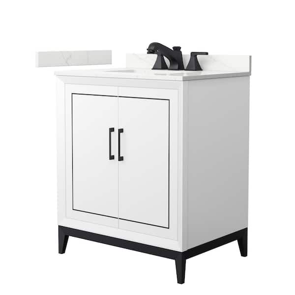 Marlena 30 in. W x 22 in. D x 35.25 in. H Single Bath Vanity in White with Giotto Quartz Top