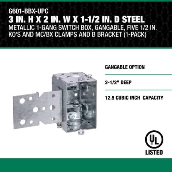 Southwire 3 in. H x 2 in. W x 2-1/2 in. D Steel Metallic 1-Gang