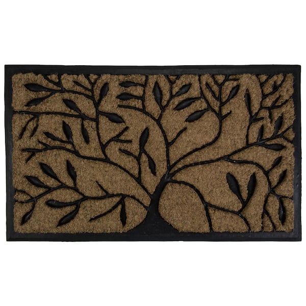 Brown 29.5 in. x 17.75 in. Rubber and Coir Outdoor Door Mat