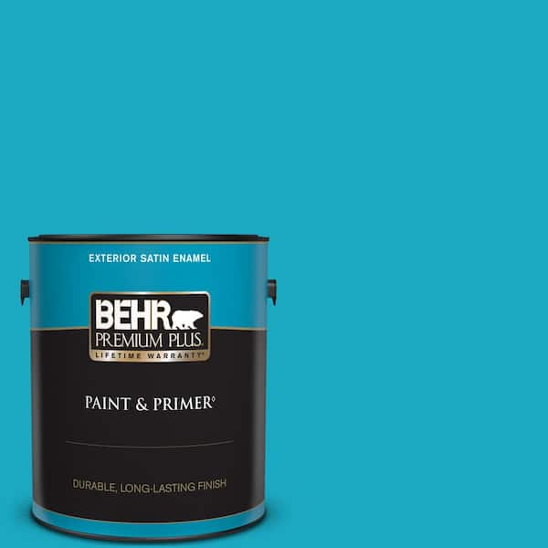 BEHR PREMIUM PLUS 1 gal. #P480-5 High Dive Satin Enamel Exterior Paint & Primer
