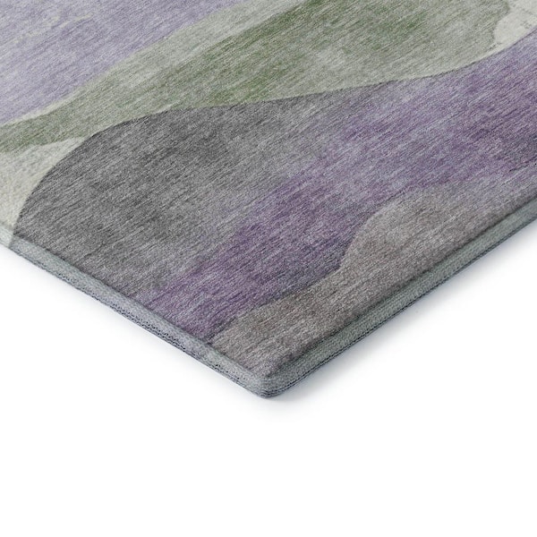 Mayfield Premium Machine Washable Abstract AMF1966 Purple 2 ft. x 7 ft. Runner Rug