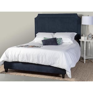 Manor Belgrave Navy King Upholstered Bed with Side Rails and Footboard