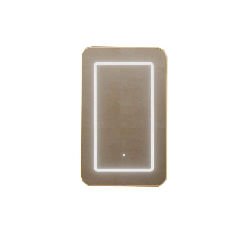 24 in. W x 32 in. H Rectangular Gold Framed LED Light Dimmable Anti-Fog Wall Bathroom Vanity Mirror with Front Light price history on PriceWatchPro