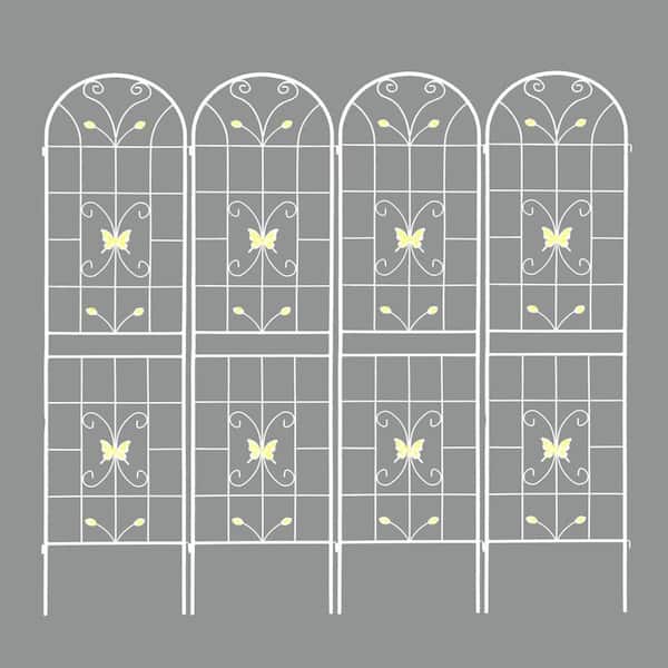 86 .7 in. Metal 4 Pack Garden Trellis in white