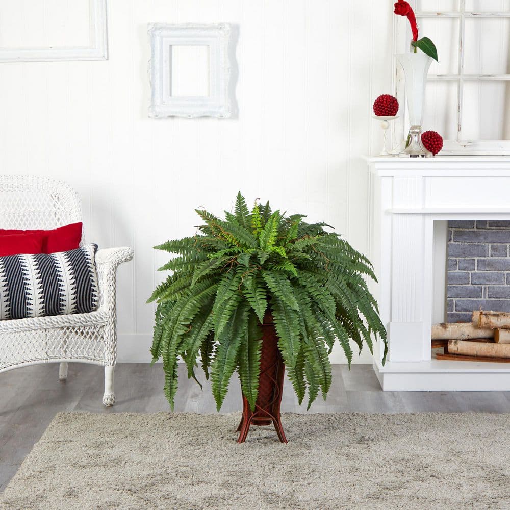 Emerald Cascade 48" Outdoor Silk Fern in Elegant Vase