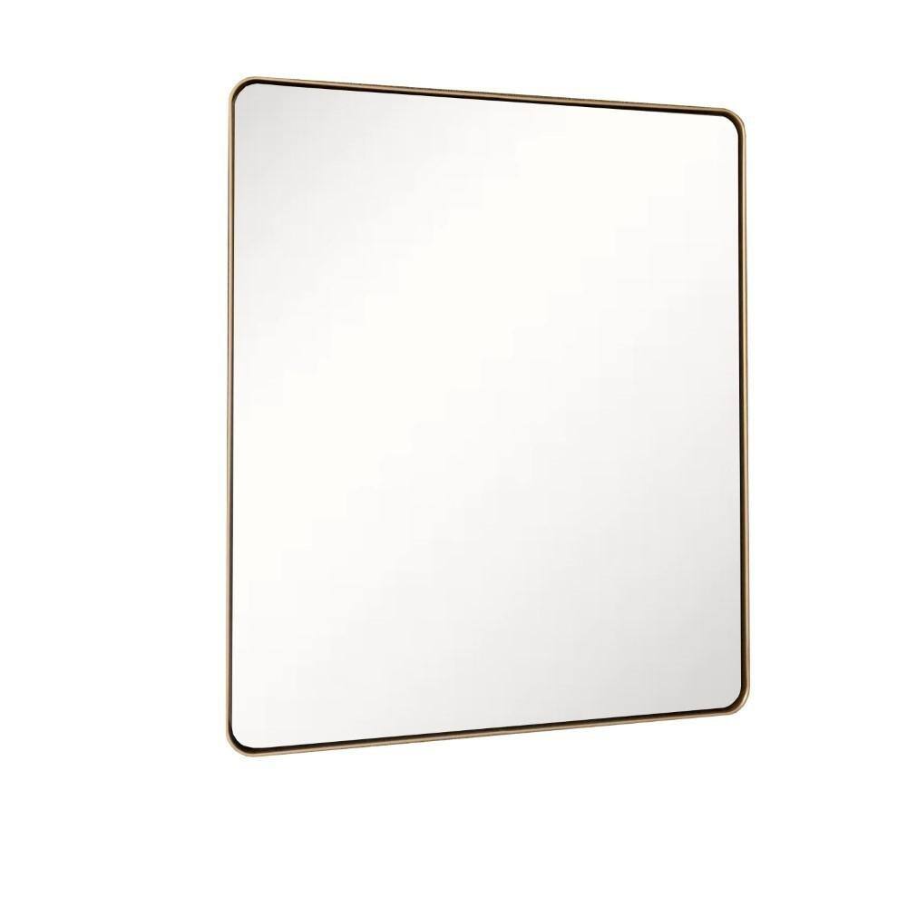 Elegant Brushed Gold Rectangular Bathroom Vanity Mirror