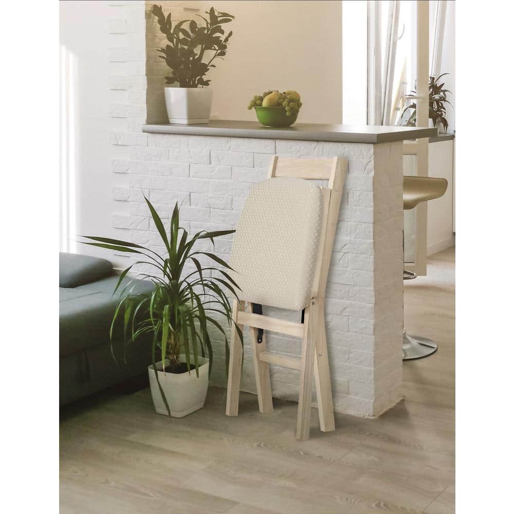 Classic Upholstered Seat Solid Folding Chairs (Set of 2)