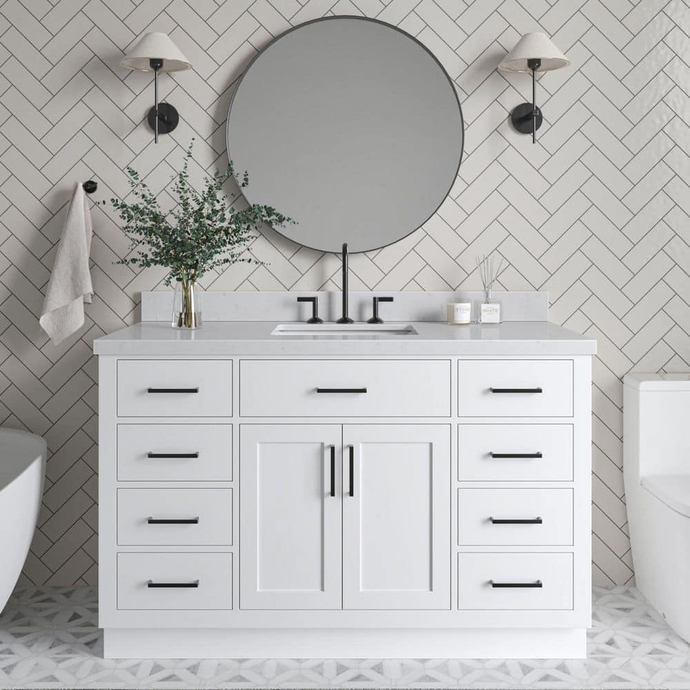 Hepburn 54" White Freestanding Single Basin Vanity Set