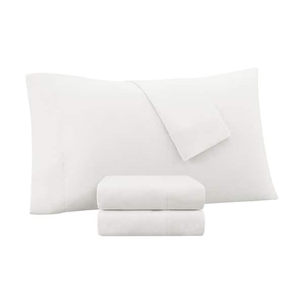 Great Bay Home Ultra-Soft Solid Performance Fabric Sheet Set (Queen, Alpine White)