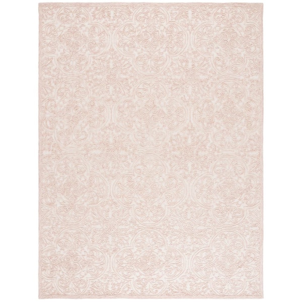 Martha Stewart 11 ft. x 15 ft. Ivory/Pink Floral Ornate Area Rug