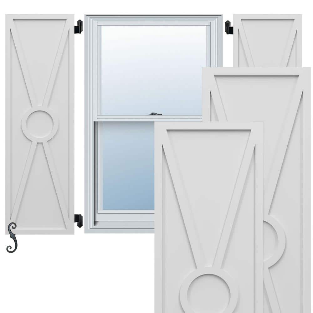 EnduraCore Santa Fe Modern Style 12 in. W x 42 in. H Raised Panel Composite Shutters Pair in White price history on PriceWatchPro