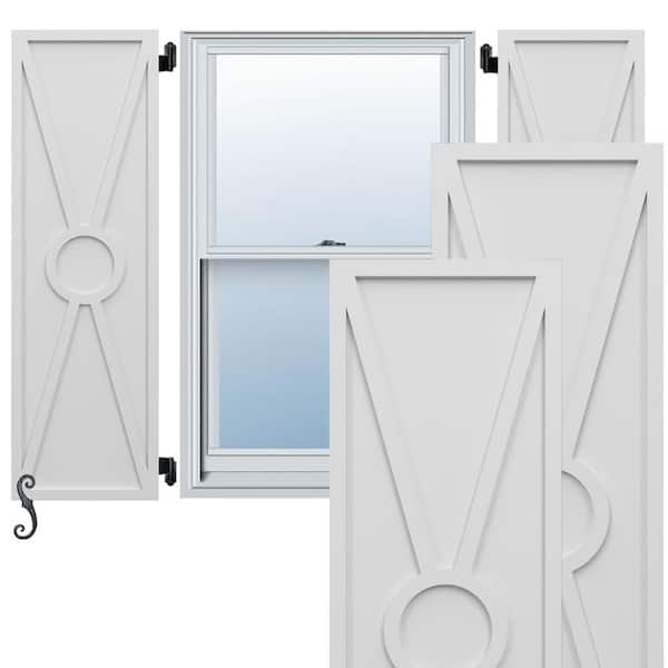 Ekena Millwork EnduraCore Santa Fe Modern Style 12-in W x 80-in H Raised Panel Composite Shutters Pair in White